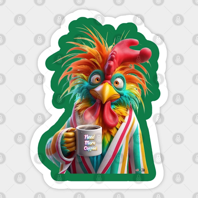 Rooster Coffee by focusln Sticker by Darn Doggie Club by focusln